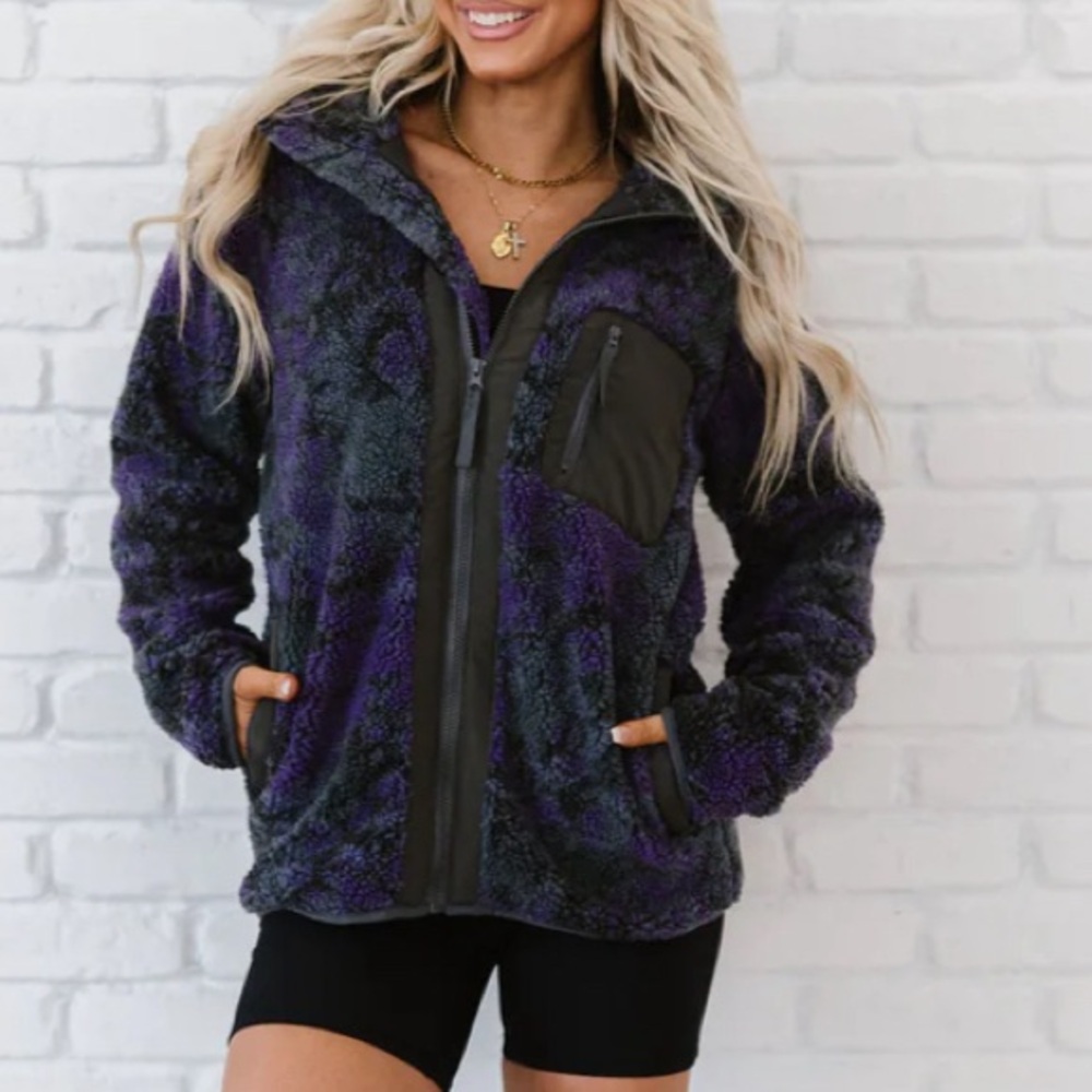 TAKE A LOOK TIE DYE SHERPA JACKET